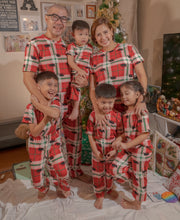 Load image into Gallery viewer, (CHRISTMAS) Red Plaid Black Bear Pajama Set
