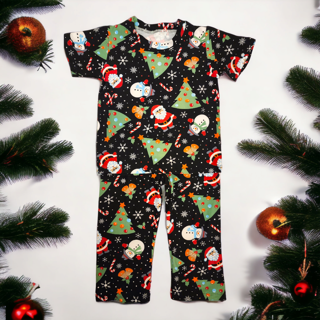 (Christmas) Santa Claus, Candy Cane and Snowman Pajamas Set