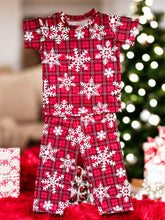 Load image into Gallery viewer, Red with White Snowflakes Pajama Set
