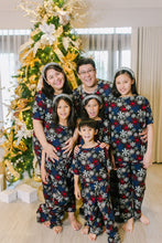 Load image into Gallery viewer, (CHRISTMAS) Black with Red, White and Blue Snowflakes  Pajamas Set
