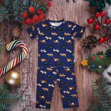 Load image into Gallery viewer, (Christmas) Navy Blue Dachshund Dog Pajamas Set
