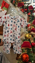 Load image into Gallery viewer, (CHRISTMAS) Red &amp; Green Reindeer, Tree &amp; Star Pajama Set
